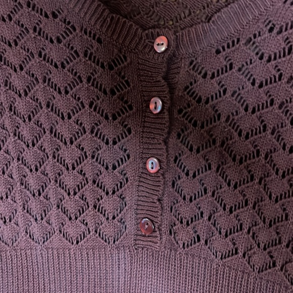 Women's Size Large LOFT Knit Tunic Sweater Eggplant/Maroon - Picture 3 of 7